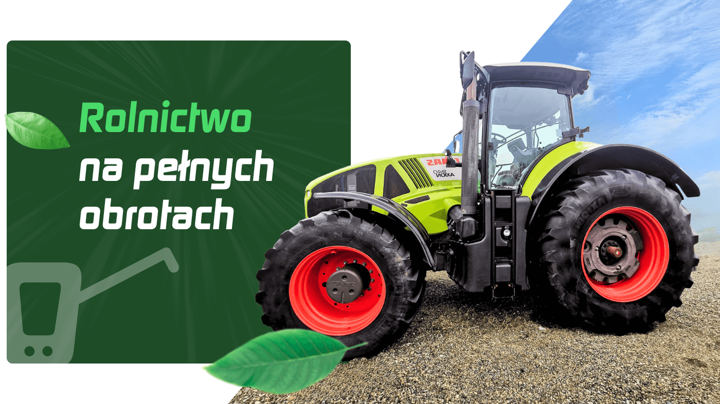 Rolnictwo na pełnych obrotach - Zdjęcie zielonego traktora CLAAS z boku